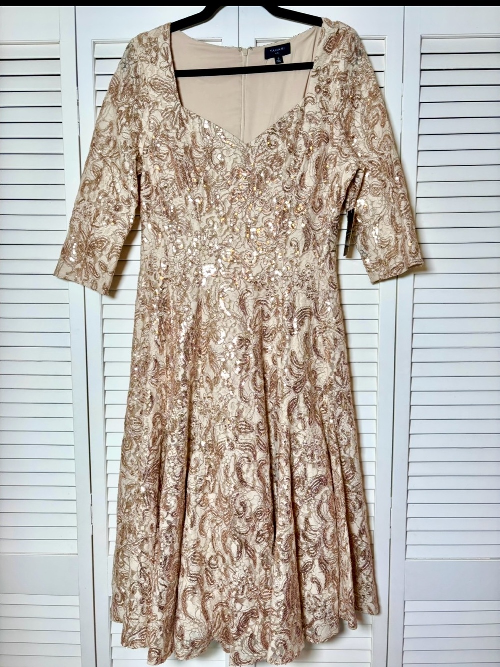 NWT Tahari ASL Embellished Sequin Midi Dress 8 - Picture 2 of 6